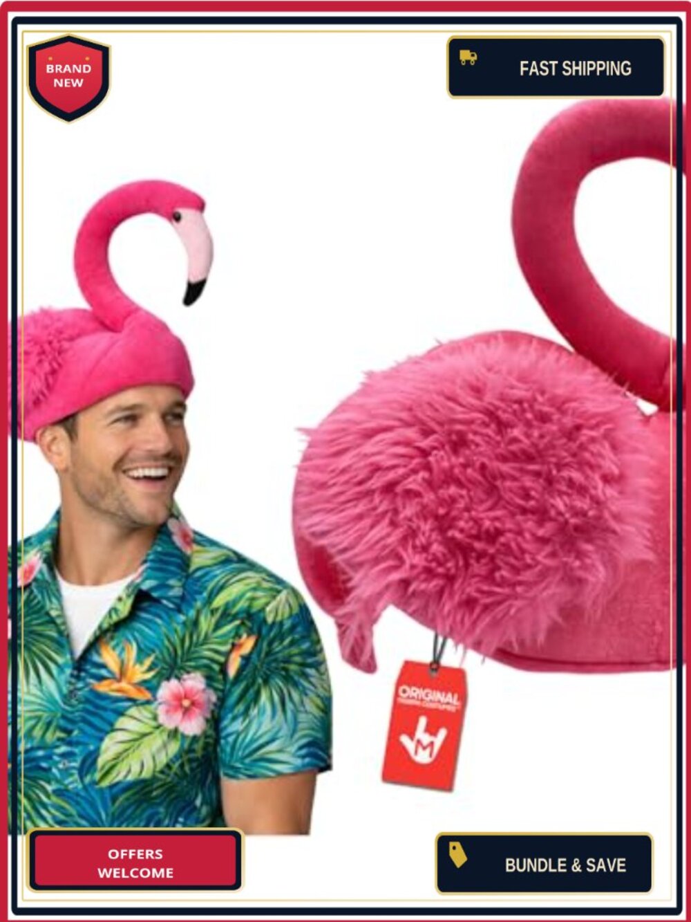 Plush Animal Flamingo Costume Hat One Size Novelty Party Headwear